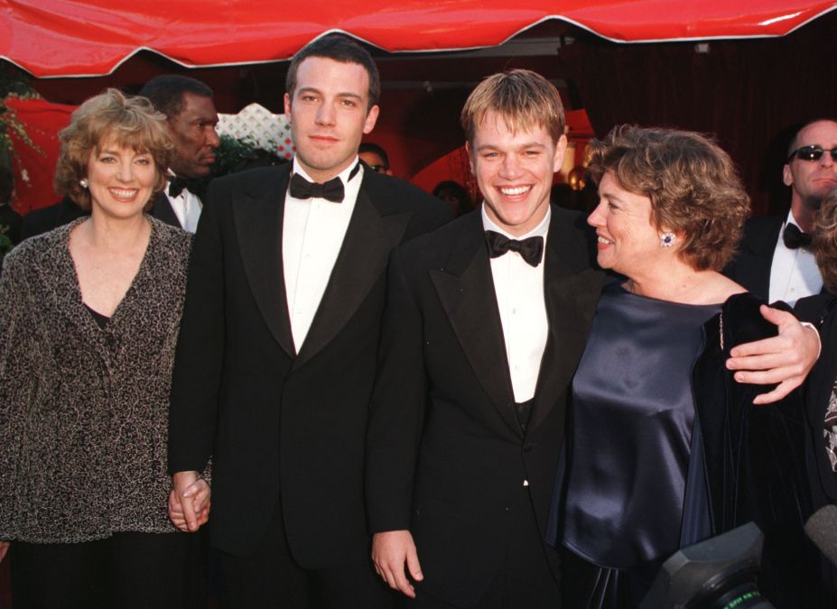 Ben Affleck and Matt Damon with their mothers Chris and Nancy at the 70th Annual Academy Awards