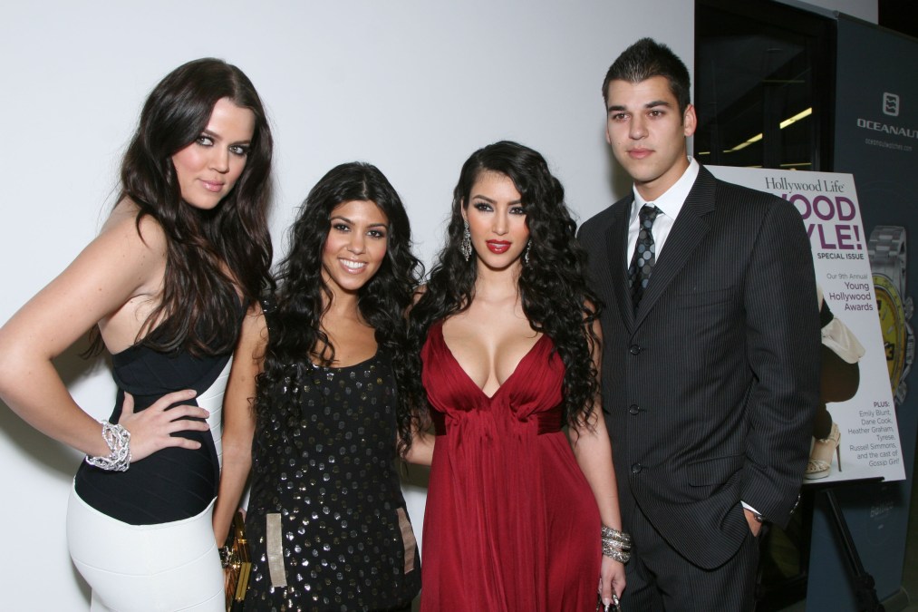 Khloe, Kourtney, Kimberly and Robert Kardashian arrive at the Premiere of the new reality show "Keeping up with the Kardashians" 