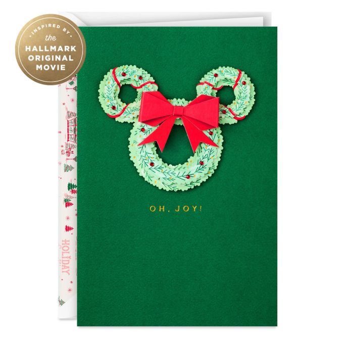 Hallmark + Disney Holiday Ever After Mickey Wreath Christmas Card