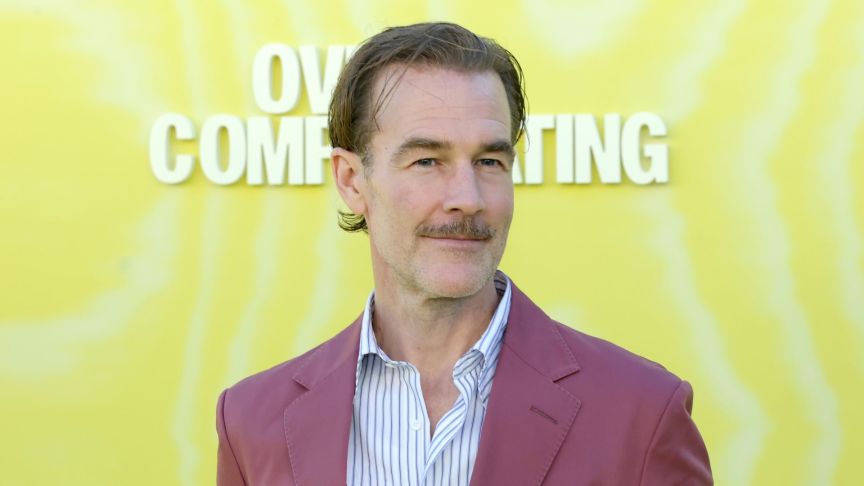 James Van Der Beek arrives at the premiere of Prime Video Series "Overcompensating" at Hollywood Palladium on May 14, 2025