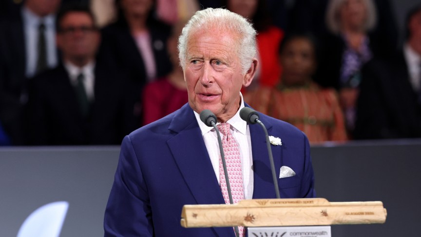 King Charles III reads his speech and declares the Games open during the opening ceremony ahead of the Glasgow 2026 Commonwealth Games at The Hydro on July 23, 2026 in Glasgow, Scotland