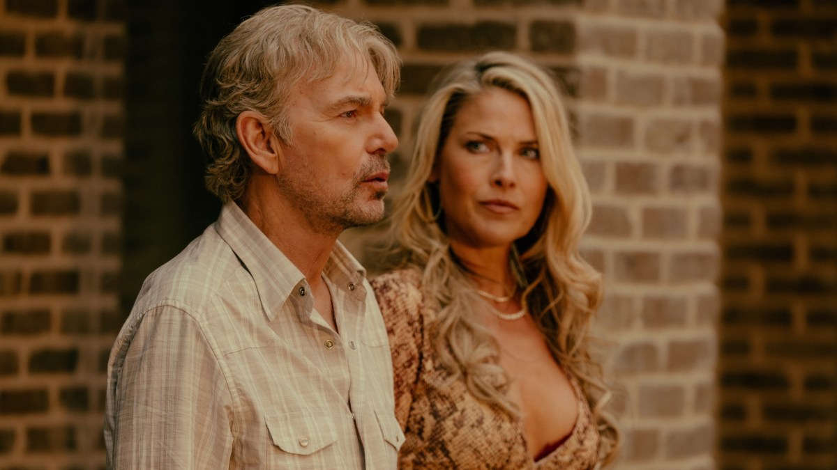 Billy Bob Thornton and Ali Larter in a scene from 'Landman'