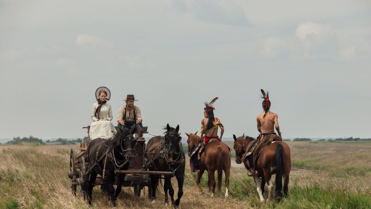 The Ingalls family traveling via wagon in 'Little House on the Prairie'