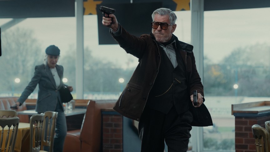 Pierce Brosnan in a scene from 'MobLand.'
