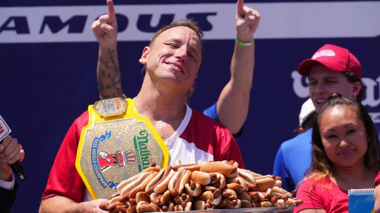 Joey Chestnut wins the men's competition at Nathan's Annual Hot Dog Eating Contest on July 4, 2025 in New York City.
