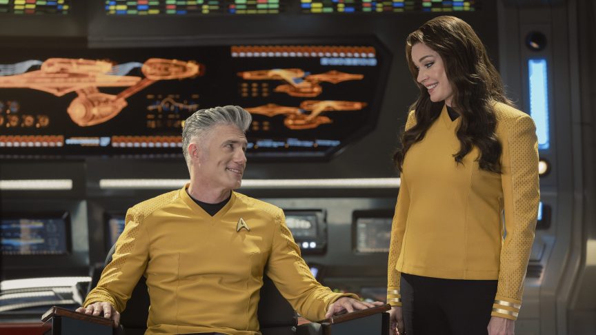 "Star Trek: Strange New Worlds" actors Rebecca Romijn and Anson Mount discuss their optimistic visions for the future of the franchise in a new interview.