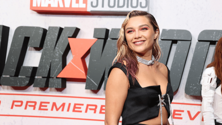 LONDON, ENGLAND - JUNE 29: Florence Pugh attends the "Black Widow" UK Film Premiere at Cineworld Leicester Square on June 29, 2021 in London, England. (Photo by Mike Marsland/WireImage)