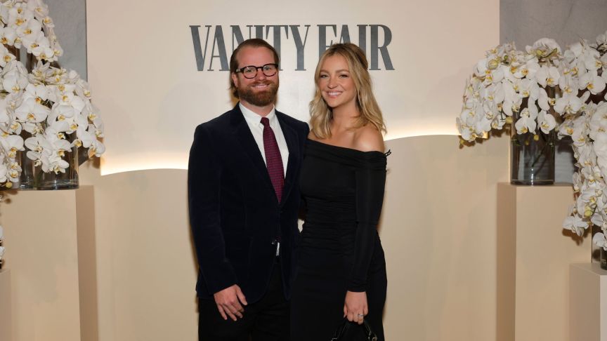Bill Kennedy and Abby Elliott attend the Vanity Fair and Amazon MGM Studios awards season celebration at Bar Marmont.