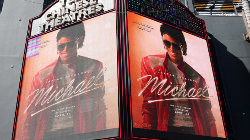 LOS ANGELES, CALIFORNIA - APRIL 20: Signage during Lionsgate's "Michael" Los Angeles premiere at Dolby Theatre on April 20, 2026 in Los Angeles, California. (Photo by Leon Bennett/Getty Images for Lionsgate)