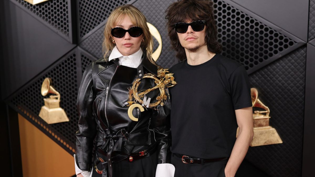 Miley Cyrus and Maxx Morando attend the 68th GRAMMY Awards.