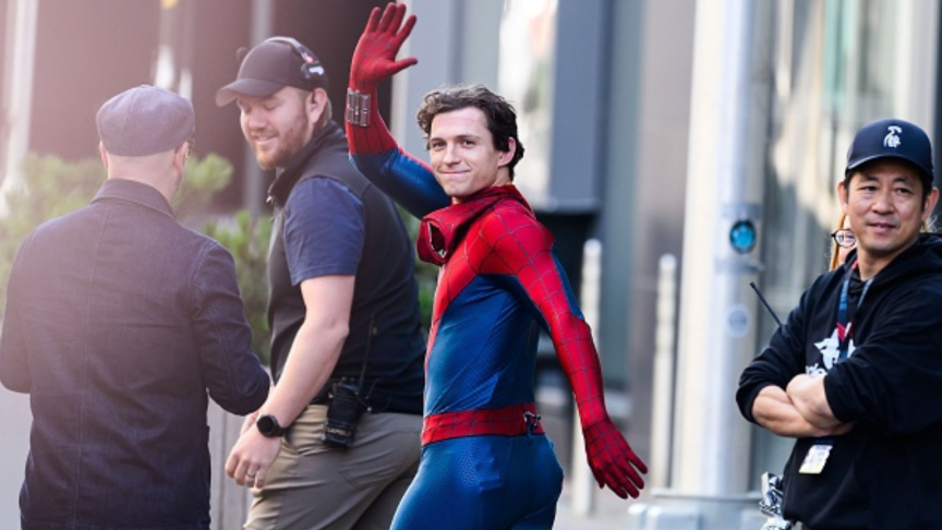 GLASGOW, UNITED KINGDOM - AUGUST 3: (UK OUT) Tom Holland is seen on the set of 'Spider-Man: Brand New Day' on August 3, 2025 in Glasgow, Scotland. (Photo by MEGA/GC Images)