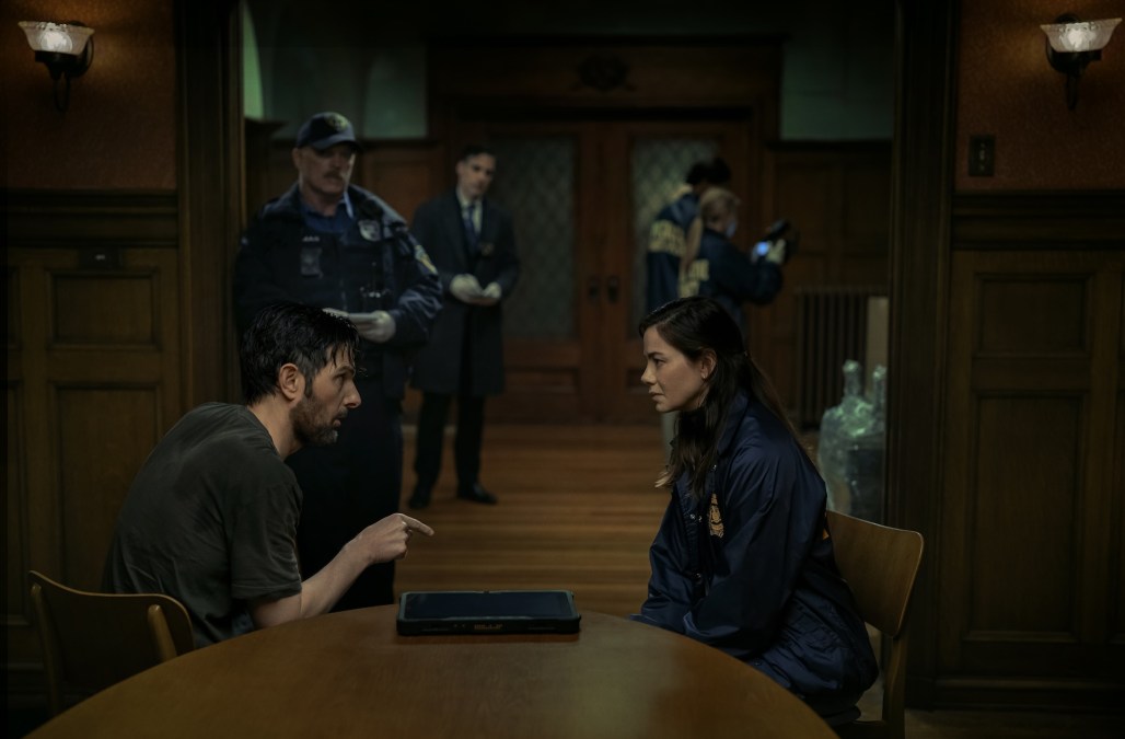 L-R" Adam Scott as Tom Kennedy, Michelle Monaghan as Amanda Beck in 'The Whisper Man.'