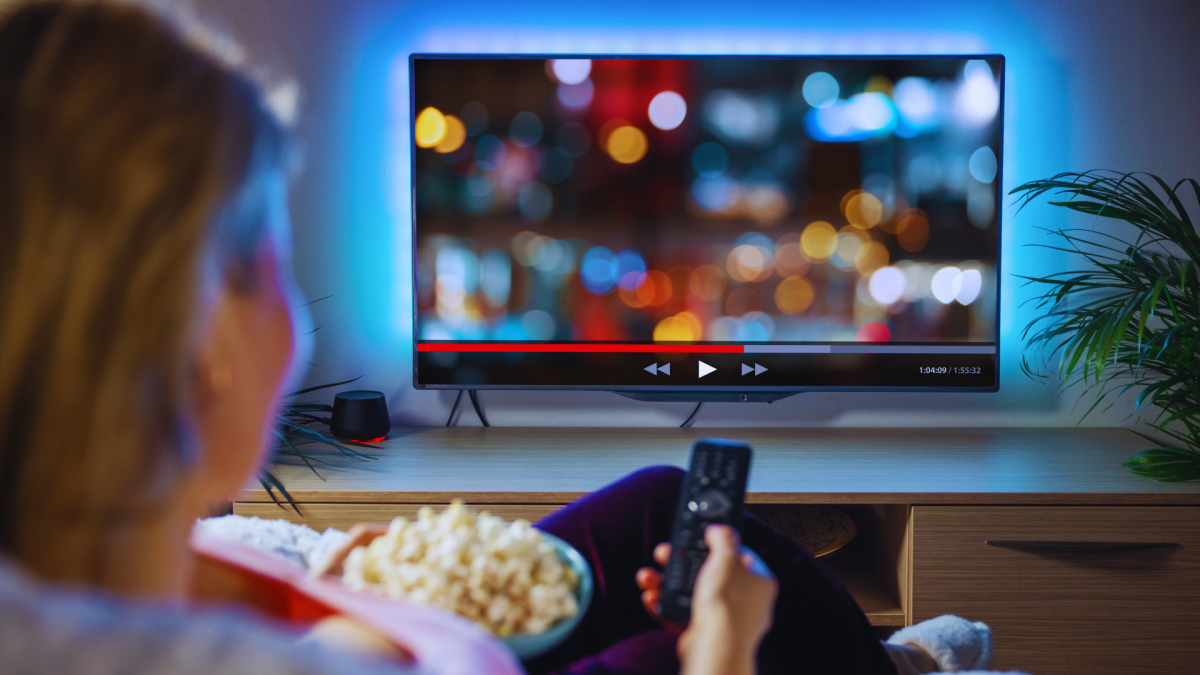 watching television