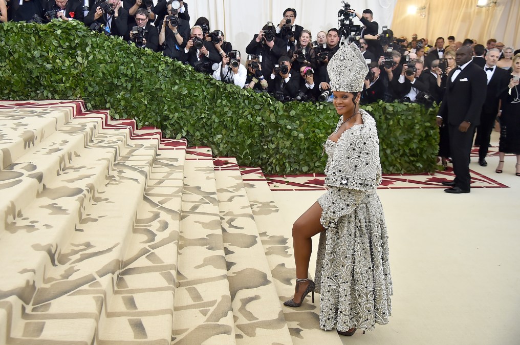 Rihanna attends the Heavenly Bodies: Fashion & The Catholic Imagination Costume Institute Gala at The Metropolitan Museum of Art on May 7, 2018 in New York City.