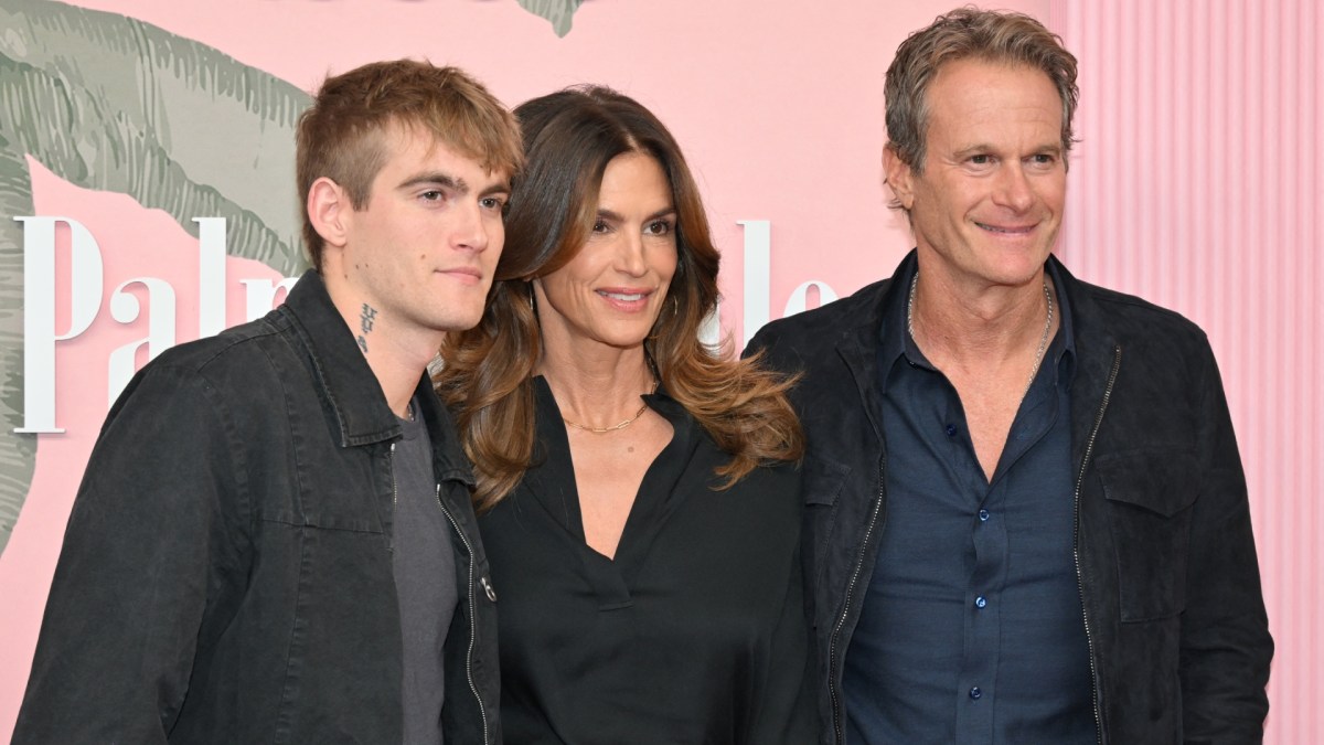 Presley Gerber, Cindy Crawford, and Rande Gerber attend an event